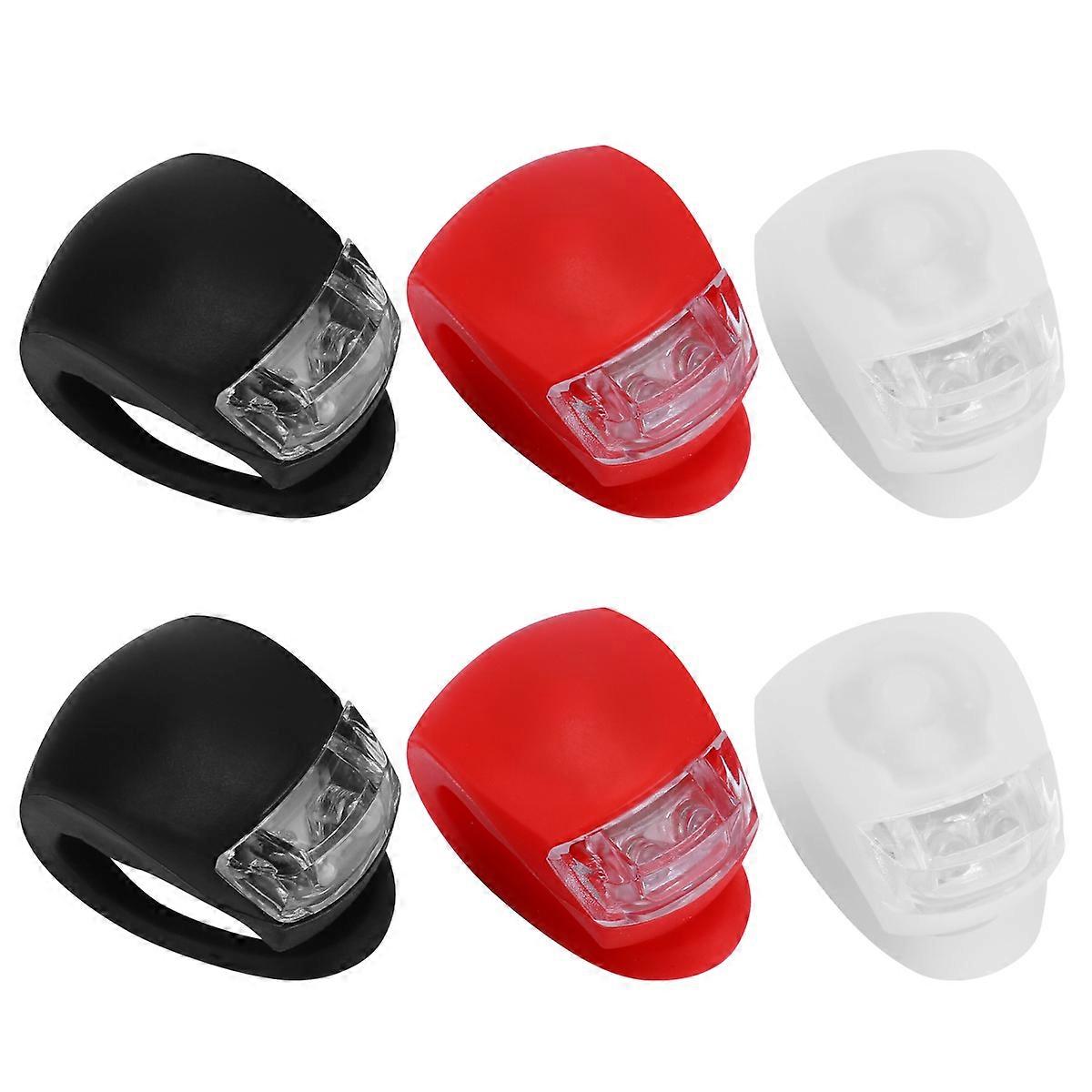 6PCS LED Bike Warning Light Front Rear Flash Lamp Durable Silicone Easy Install Weather Resistant Red Black White Each