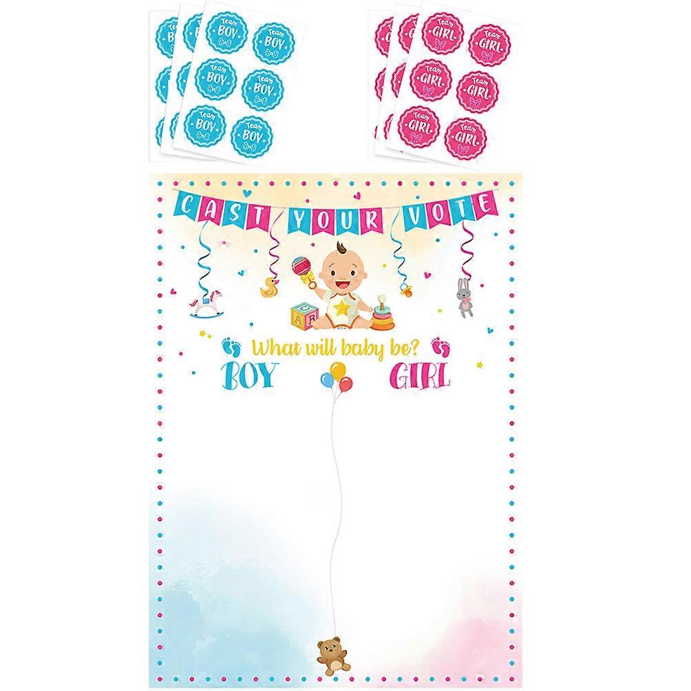Gender Reveal Game Set for Baby Shower Party Boy or Girl Voting Stickers Assorted Color