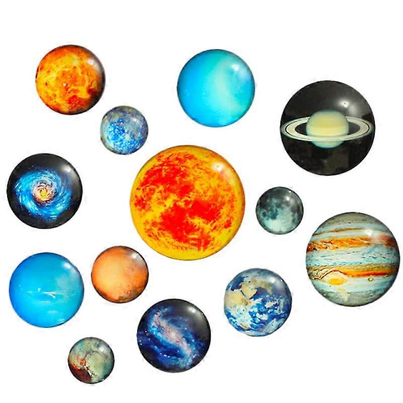 13 Pieces Planet Solar System Magnets Set for Fridge and Whiteboards, Astronomy Space Theme, Durable Educational Decor