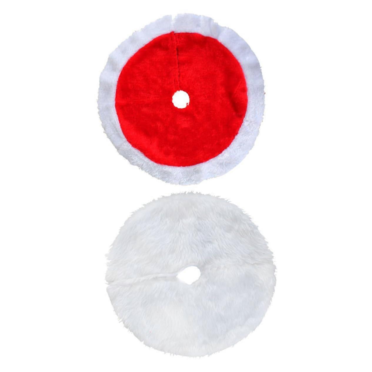 Mini Plush Christmas Tree Skirt, Soft Decorative Mat for Tree Decoration, 2 Pieces