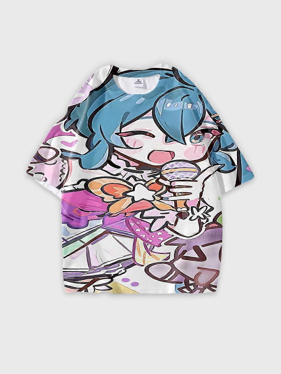 T-shirt round neck Role Pattern loose short sleeve C707