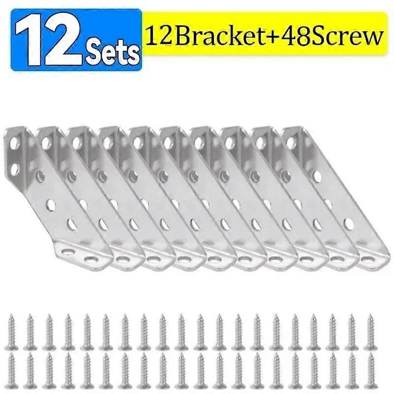 Stainless Steel Corner Brace Universal Furniture Corner Connector Heavy Duty Angle Shelf Brackets for Wood Furniture