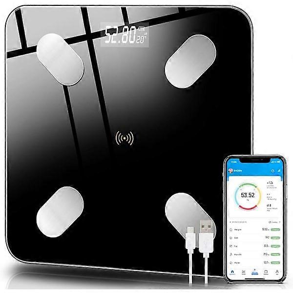 Digital body fat scale, rechargeable via USB cable