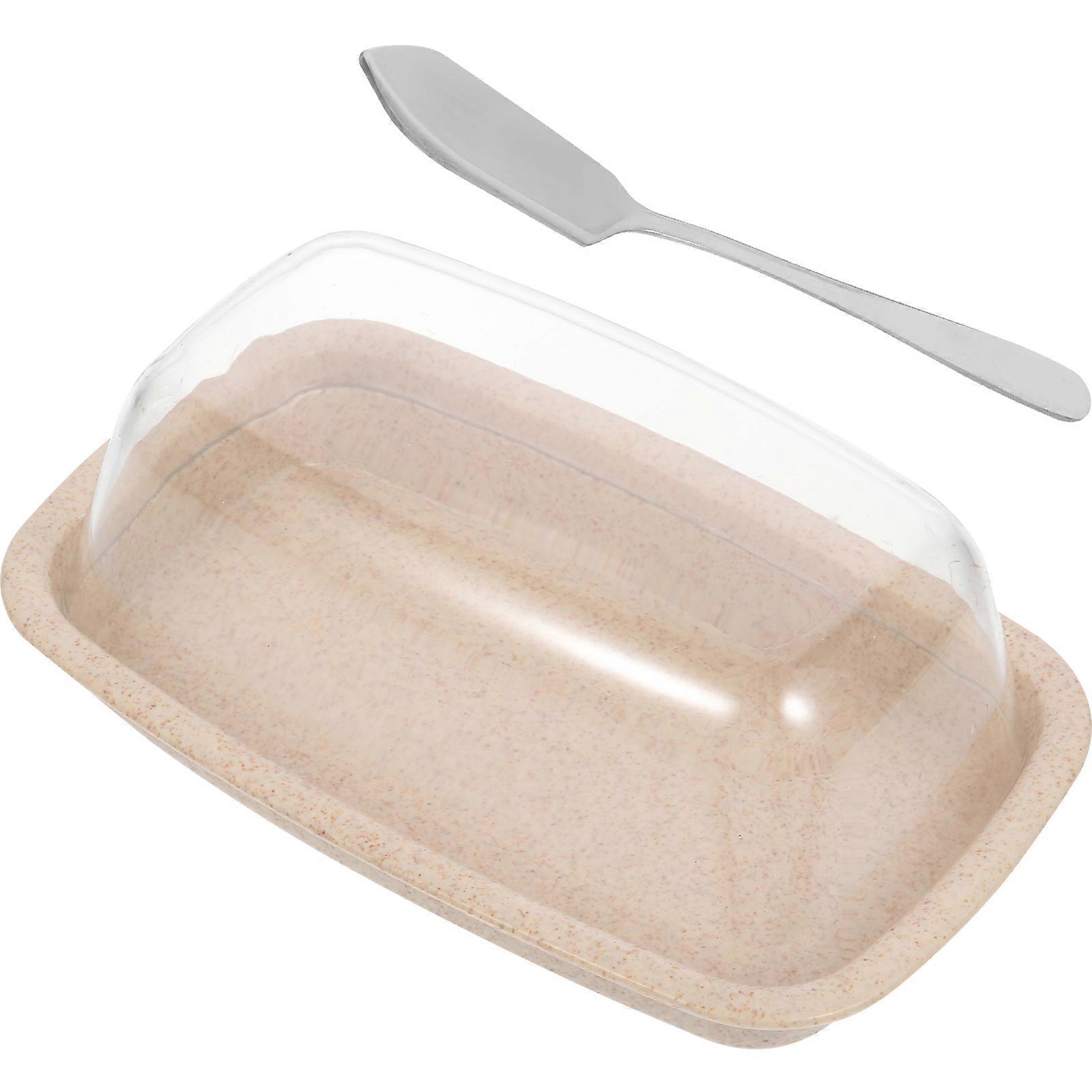Funny Butter Dish with Lid Storage Container Beige for Convenient Butter Storage 7.5 x 4.5 x 2.5 Inches