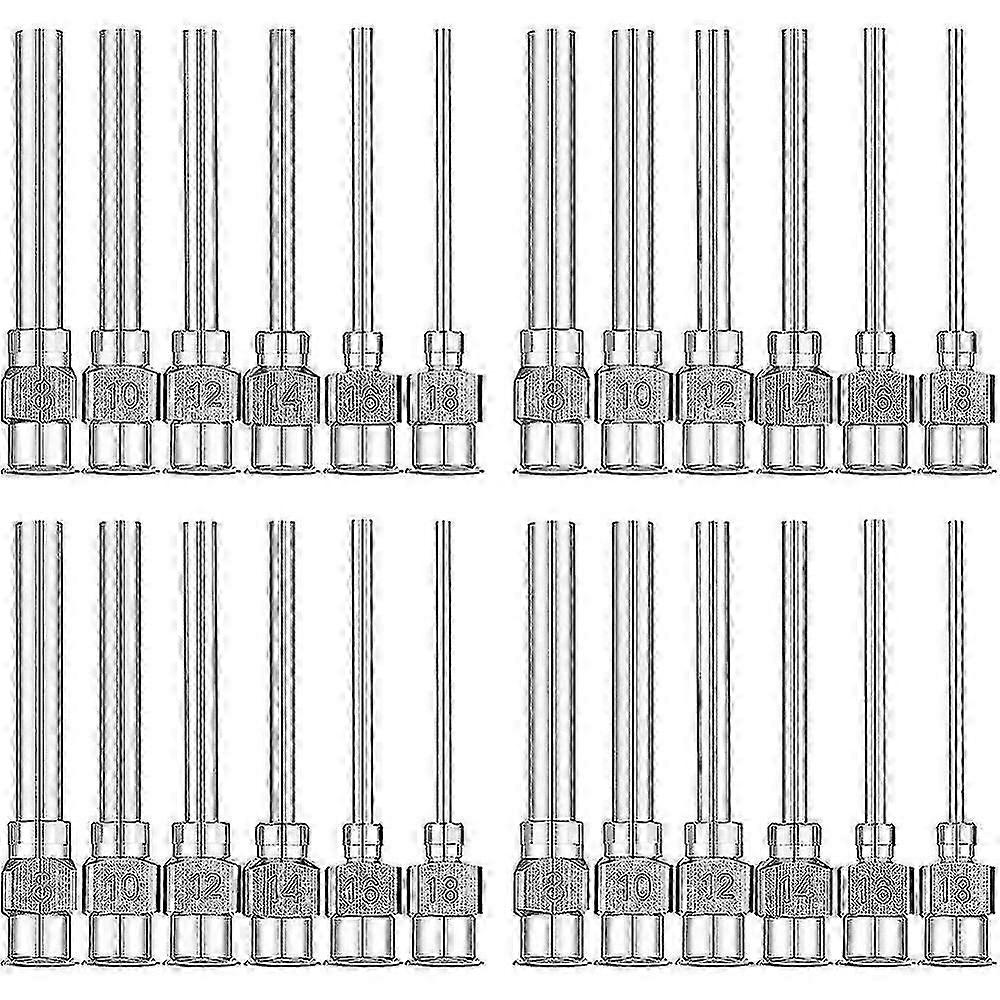 24 pièces Aiguille de distribution 1 pouce en acier inoxydable pointe Luer Lock aiguilles (8,10,12,14,16,18gauge) JRZ