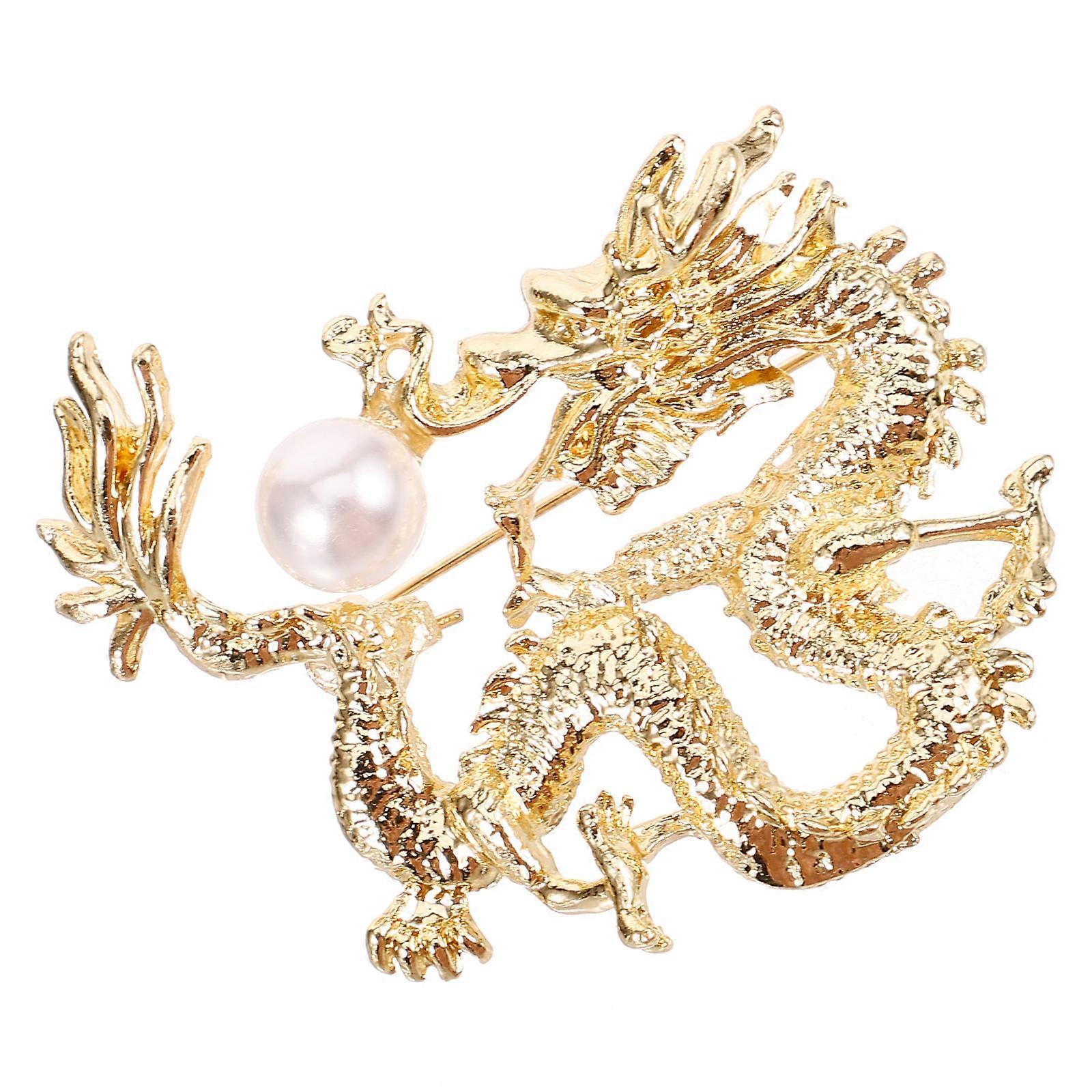 Golden Dragon Brooch Pin with Craftsmanship Ideal for Decorative Use on Clothes