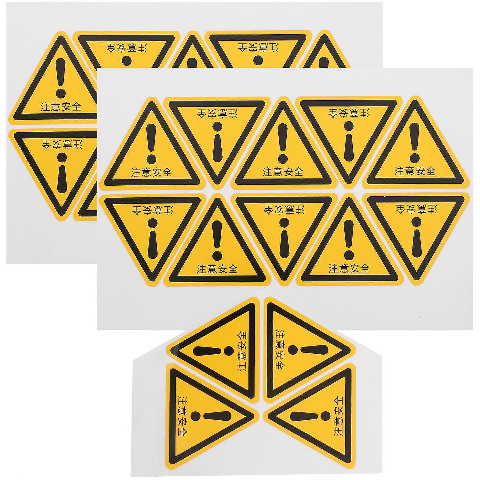 24pcs Safety Warning Stickers for Home PVC Material Yellow Color Easy to Use