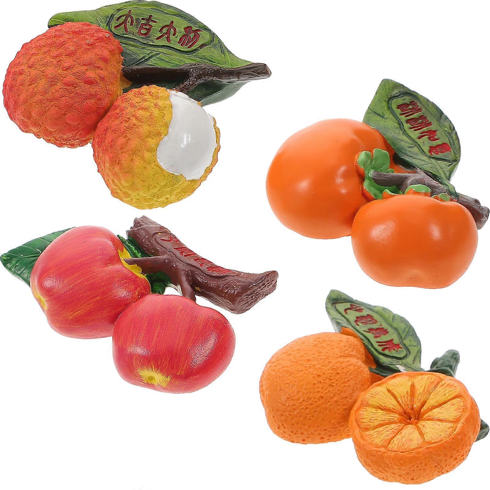 Funny Magnets for Kitchen Decor Assorted Color Resin Simulation Fruits Stickers 4Pcs
