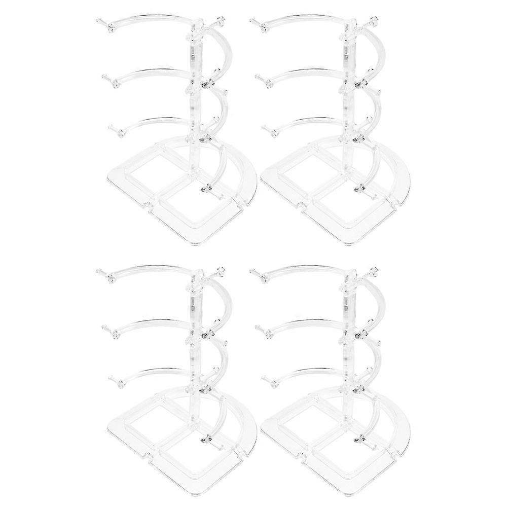 Transparent Eyewear Display Stand 4PCS – Removable Organizer for Sunglasses, Optical Glasses & Ski Goggles with Stable Base