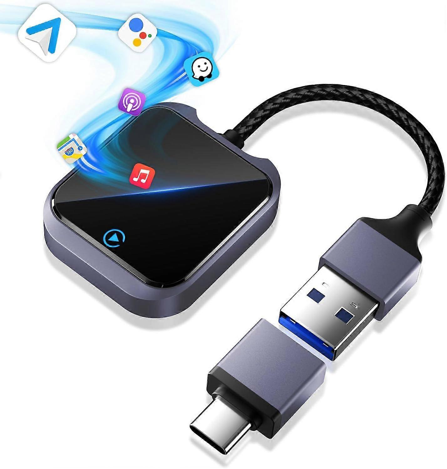 2025 Newest 2-in-1 Wireless Carplay and Android Auto Adapter, Equipped with Fast