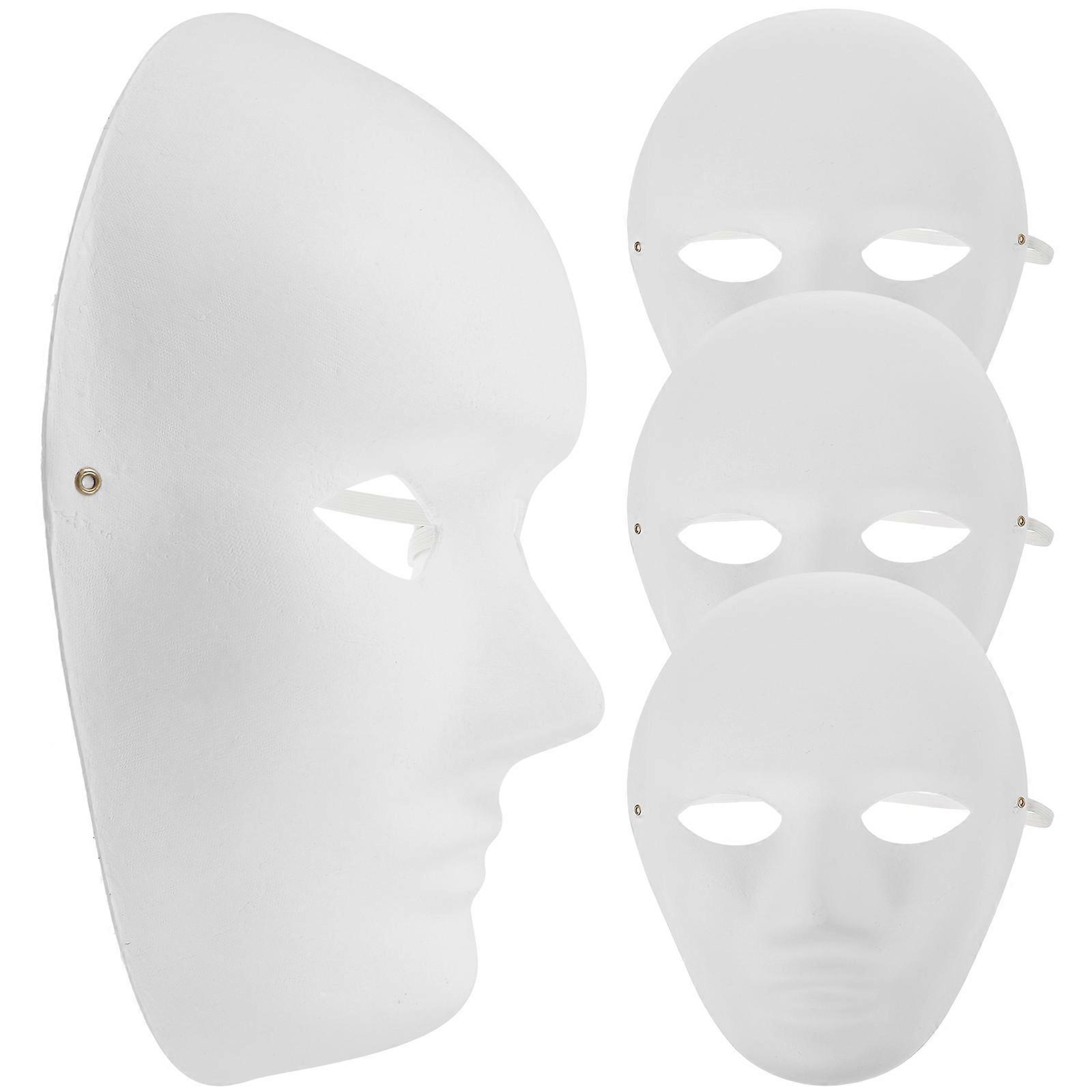 4pcs DIY Halloween Blank Masks Pulp Craft for Cosplay, Masquerade & Stage Activities