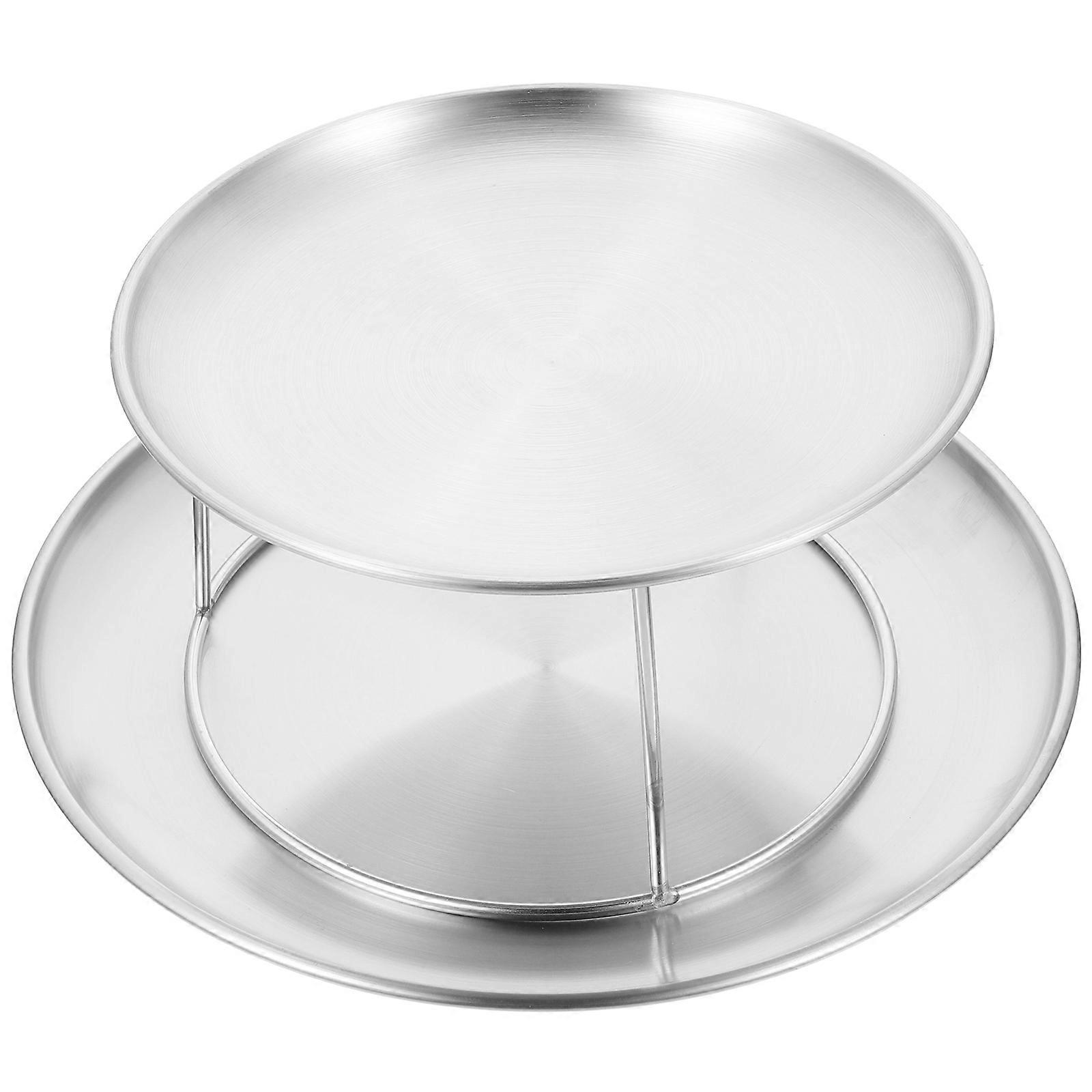 Double-Layer Stainless Steel Snack Dish Set For Dessert Stand Use At Birthday And Christmas Celebrations With An Elegant Simple Design 1 Set