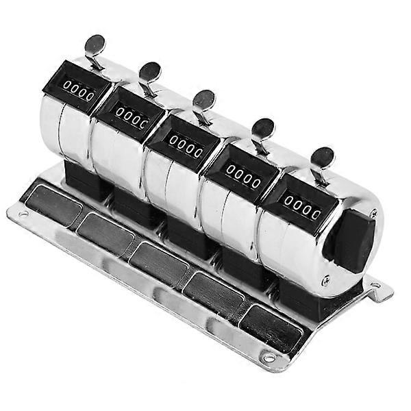 Mechanical counter metal manual clicker 4-digit 5 units stainless steel tally hardware tool.