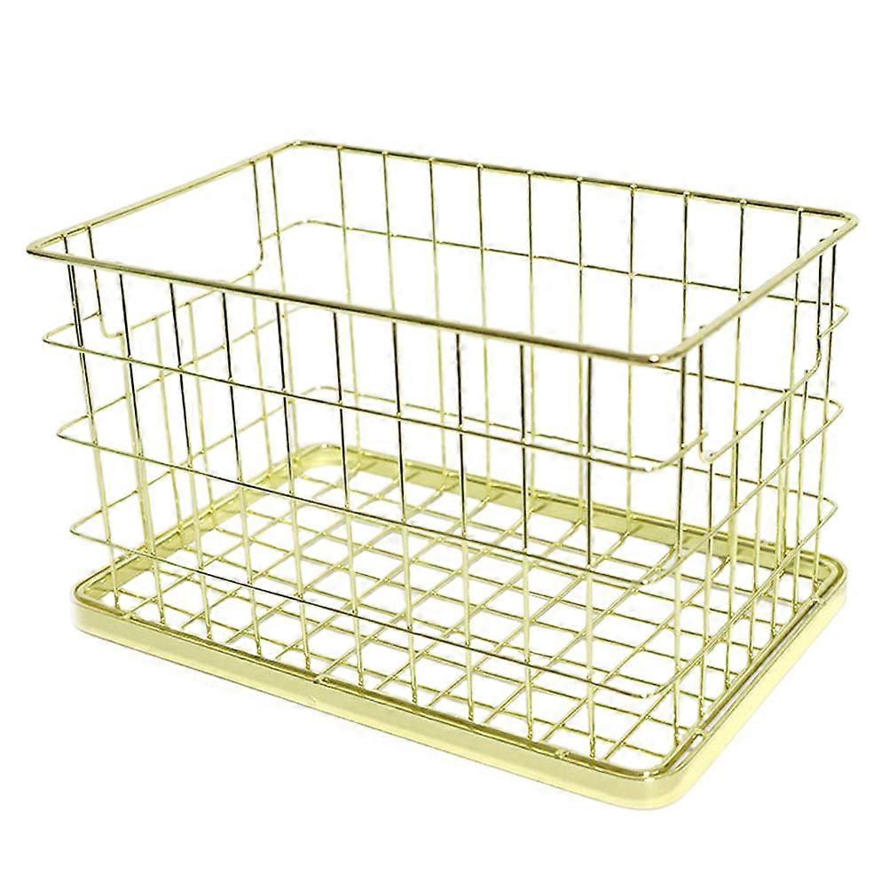 Złoty metalowy kosz do przechowywania do sypialni w domowym biurze o stylowym wyglądzie i potężnym schowku o wysokości 12,5 cala