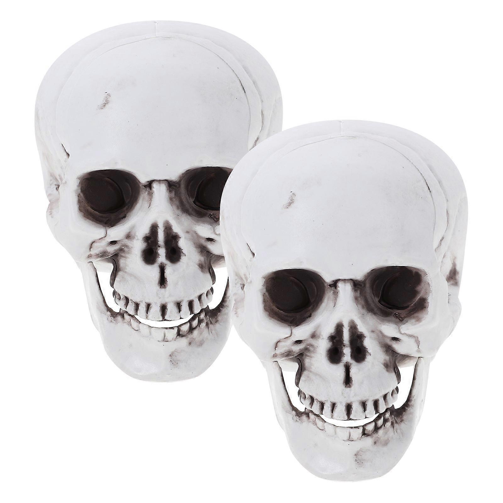 Halloween Party Props 2Pcs Scared Skull Ornament Suitable For Masquerade Events White Color Desktop Ornament