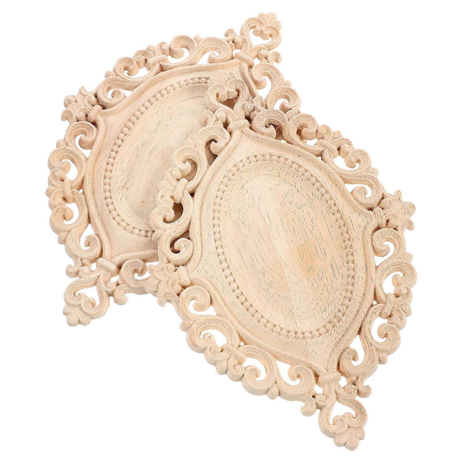 2pcs Unpainted Wood Carved Appliques Decorative Onlay for Furniture, Cabinets, and Frames – Easy to Paint, Sturdy Home Decor Enhancement