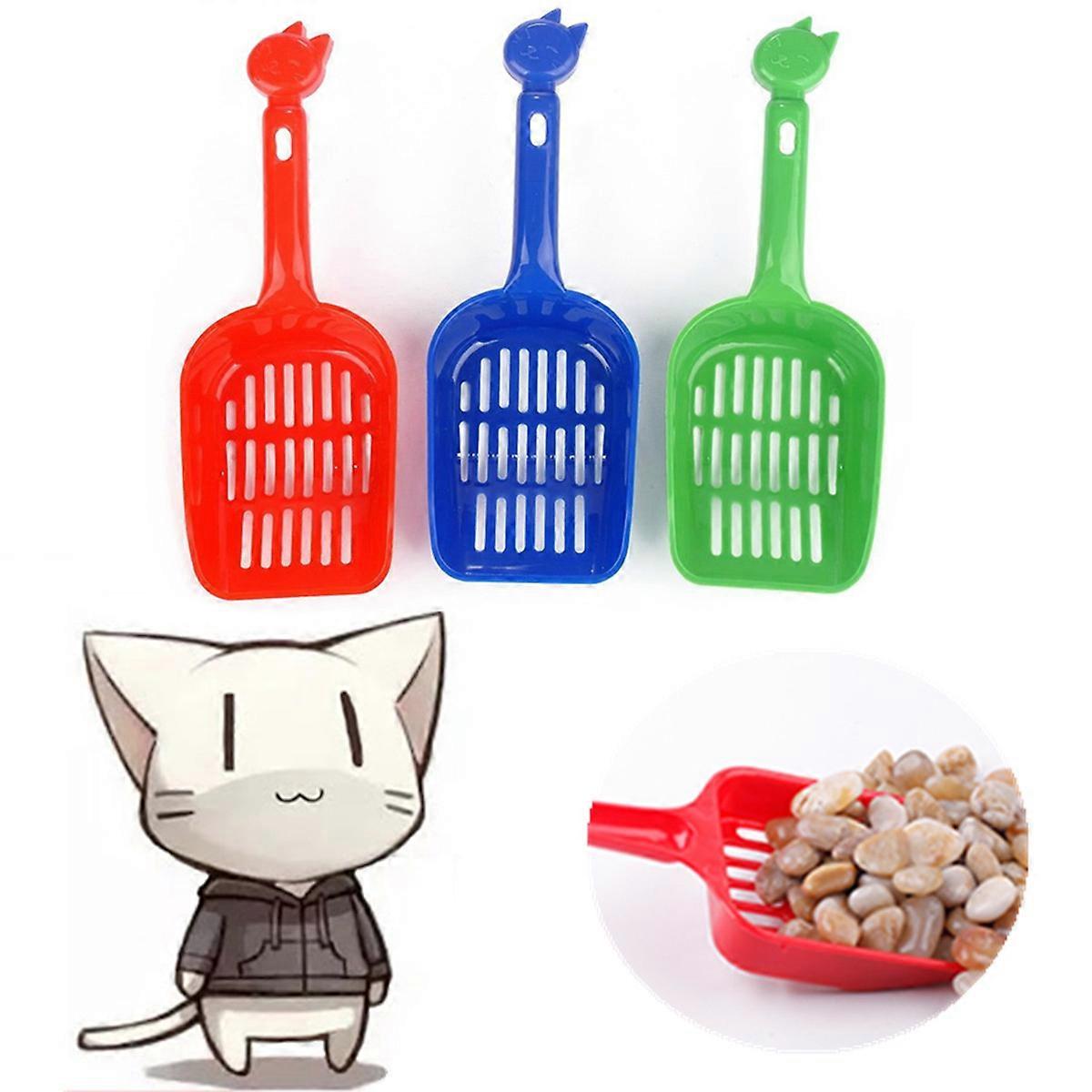 3pcs Plastic Cat Litter Box Poop Scoop Boxes Scooper Pet Sift Color