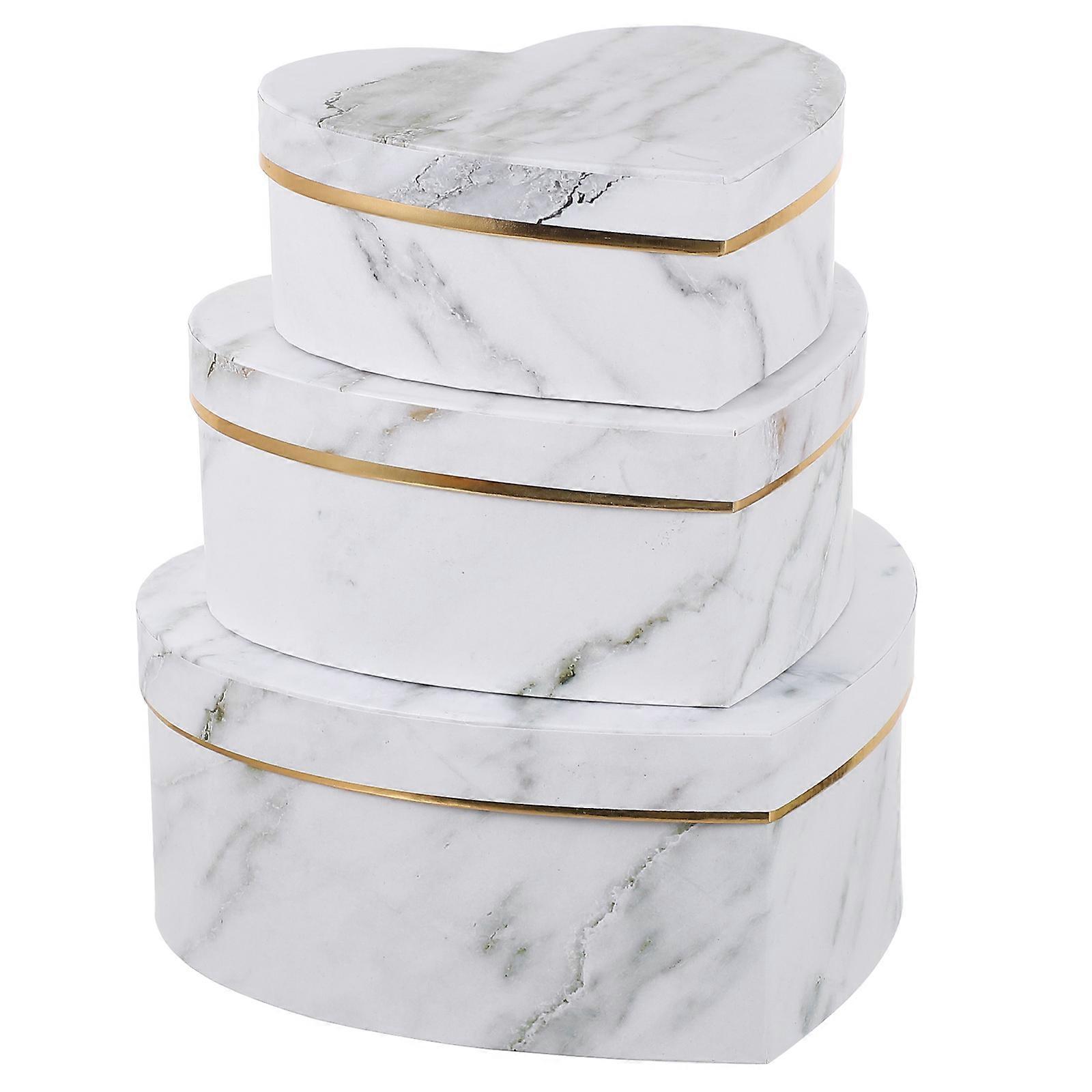 3pcs Heart Shaped Candy Packaging Boxes with Marble Pattern – Durable Storage Containers for Wedding, Birthday, and Valentine’s Day Gift Wrapping