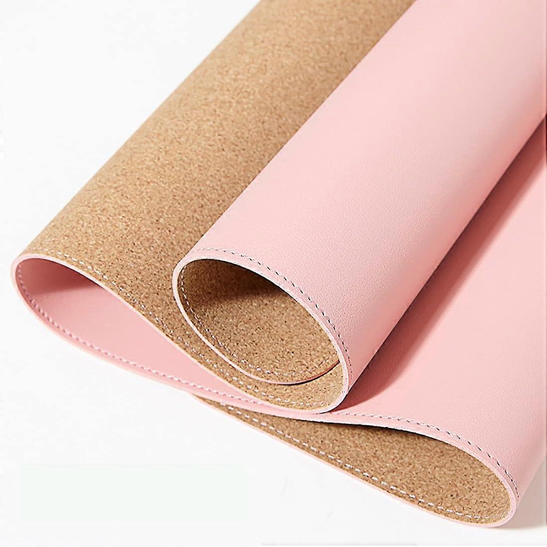 Nonslip Cork Desk Mat, Large Leather Mouse Pad for Computer and Laptop, Doublesided Desk Mat for Office and Home (Pink, 100x50cm) Pink 100x50cm