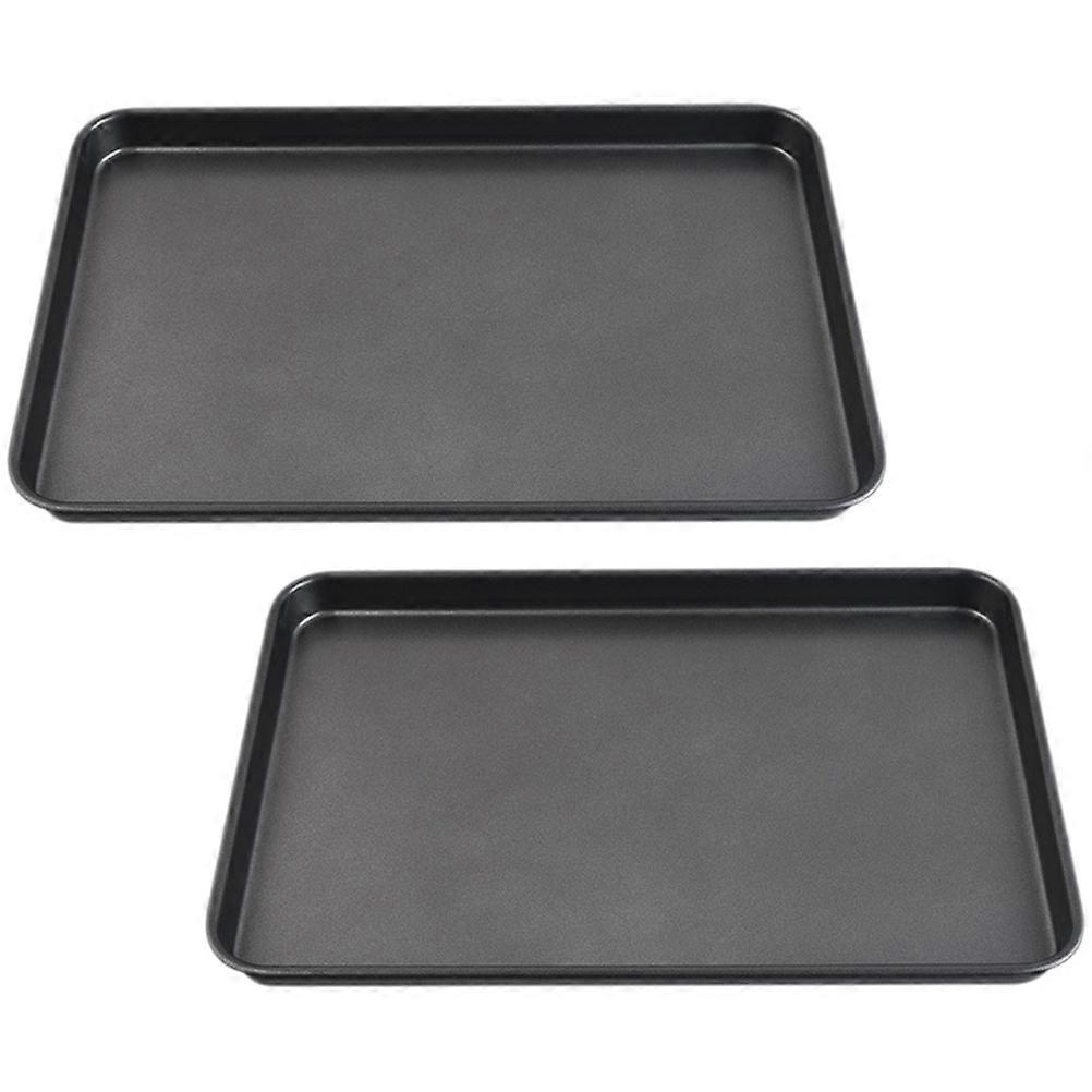 Black Carbon Steel Rectangular Baking Pan for Oven 2Pcs Tray