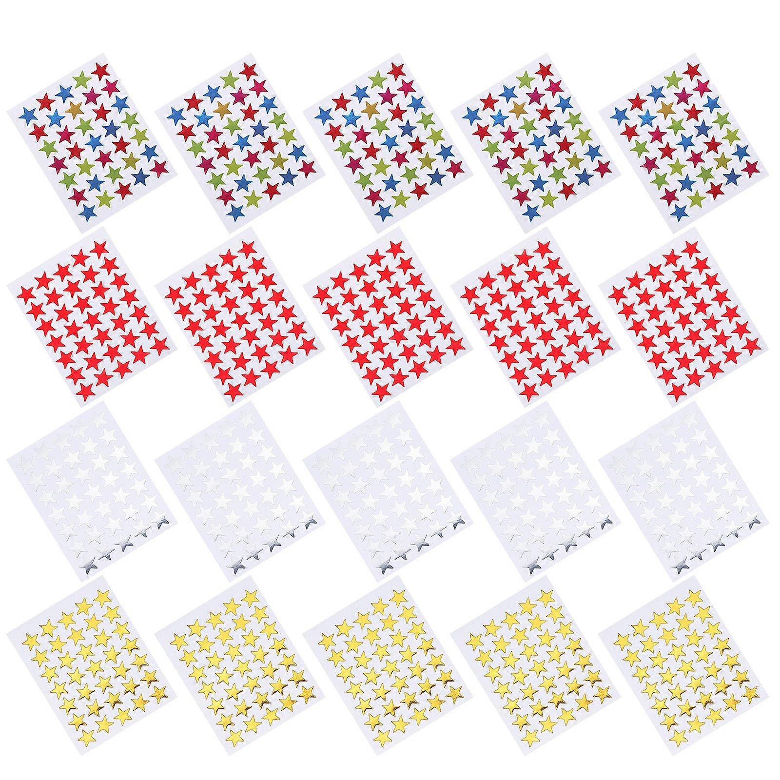 40Pcs Star Stickers Small Children Reward Stickers School Office Home Assorted Color Decorative