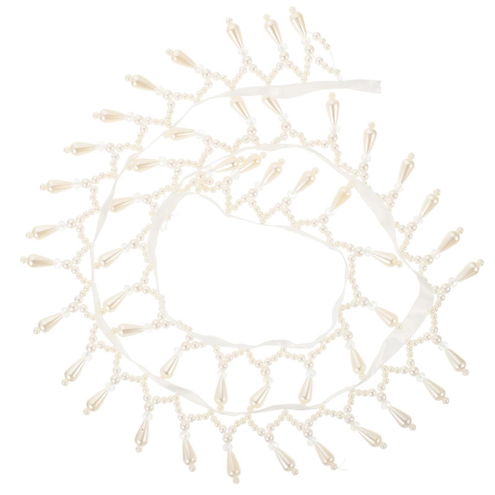 White Pearl Tassel Trim for DIY Crafts with Beautiful Design and Pearl Pattern Ribbon