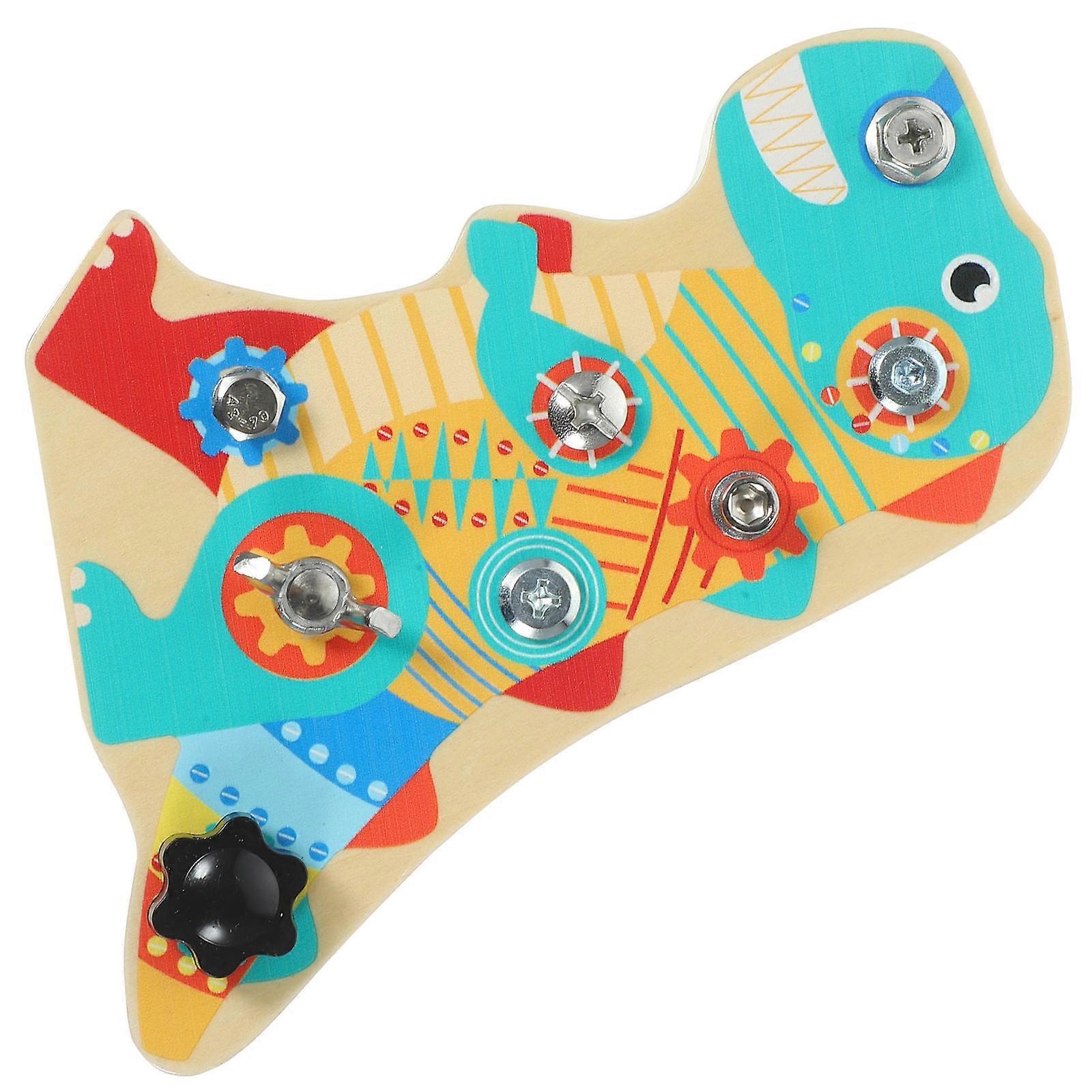 Wooden Busy Board Dinosaur Screwdriver for Educational Hand Eye Coordination, Sensory Interaction, and Cognitive Skill Development