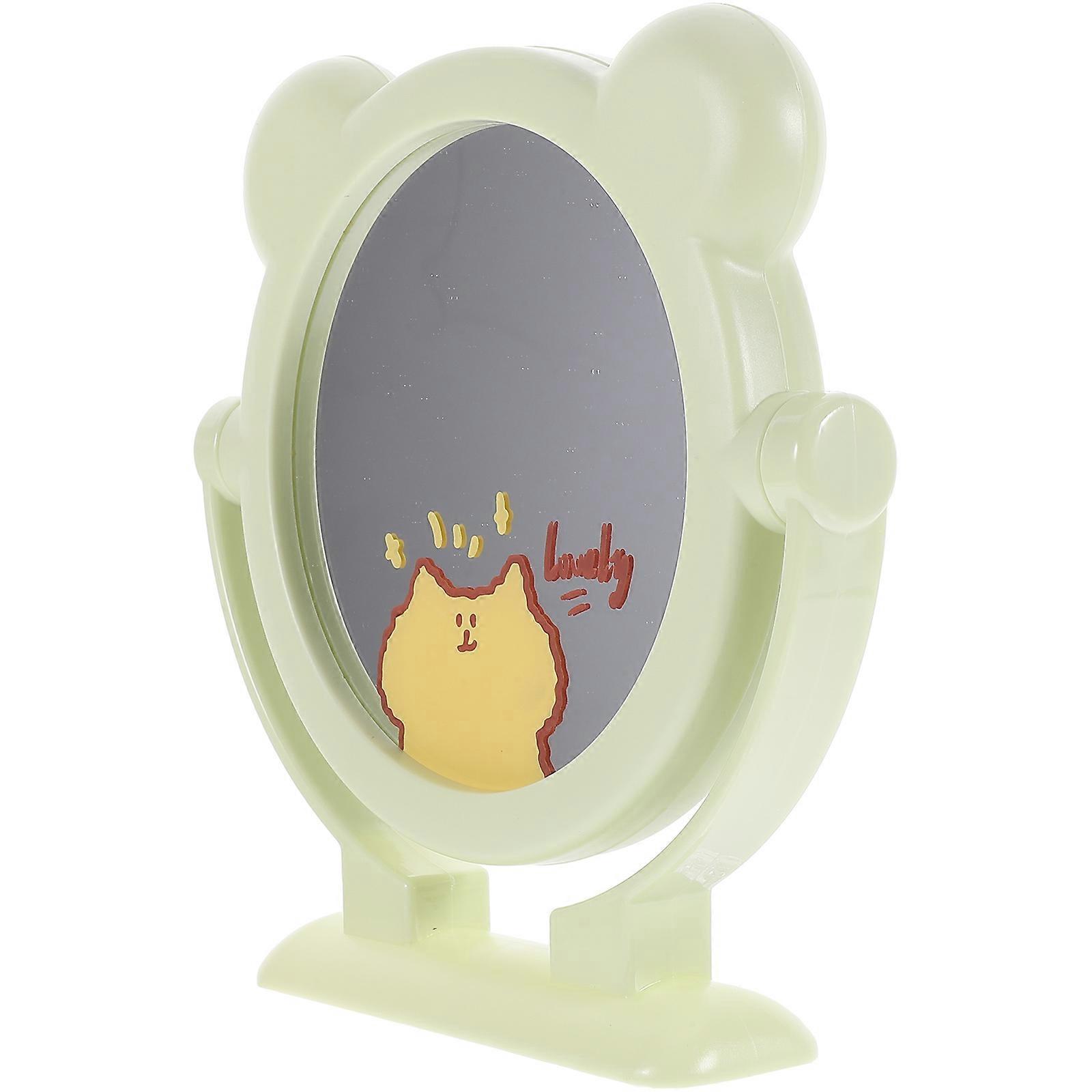Cartoon Makeup Mirror 1Pc Standing Design For Bedroom Desktop Mirror Green High Definition Reflection