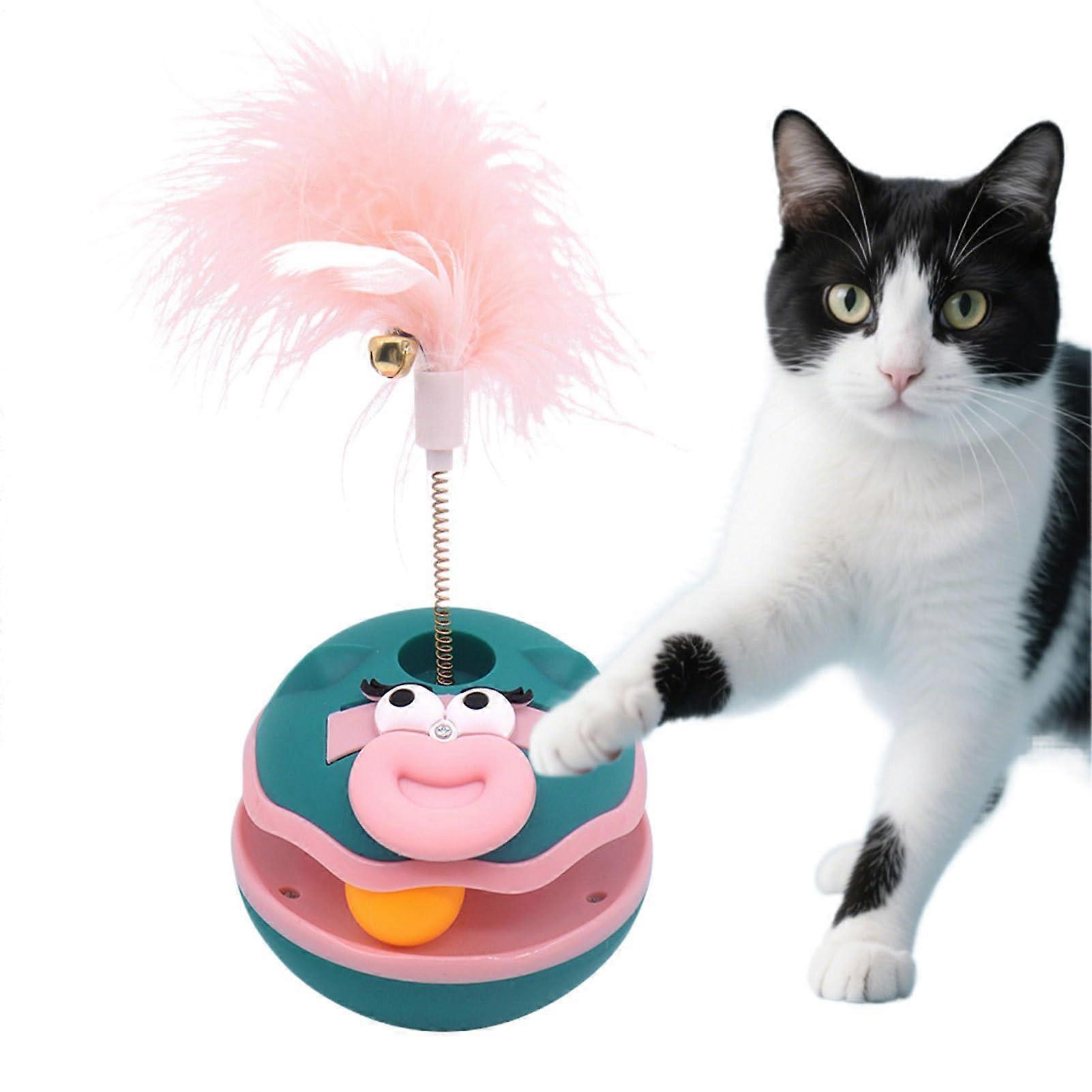 Kitten Teaser, Cartoon Ball Interactive Cat Toy  Activity Toy for Exercise and Intelligence Development, Training Accessory for All Cat Breeds, Blue