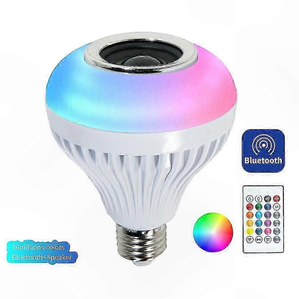 Smart E27 LED Bulb with Bluetooth Connectivity and Remote Control for Music Playback