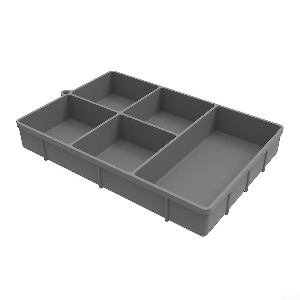 Compact silicone serving tray with 5 compartments, for snacks at home (gray)