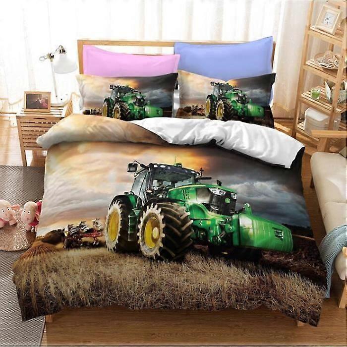 Tractor Dekbedovertrek Sets John Deeres Ritssluiting 3 Delige Set Beddengoed Set 220x240CM