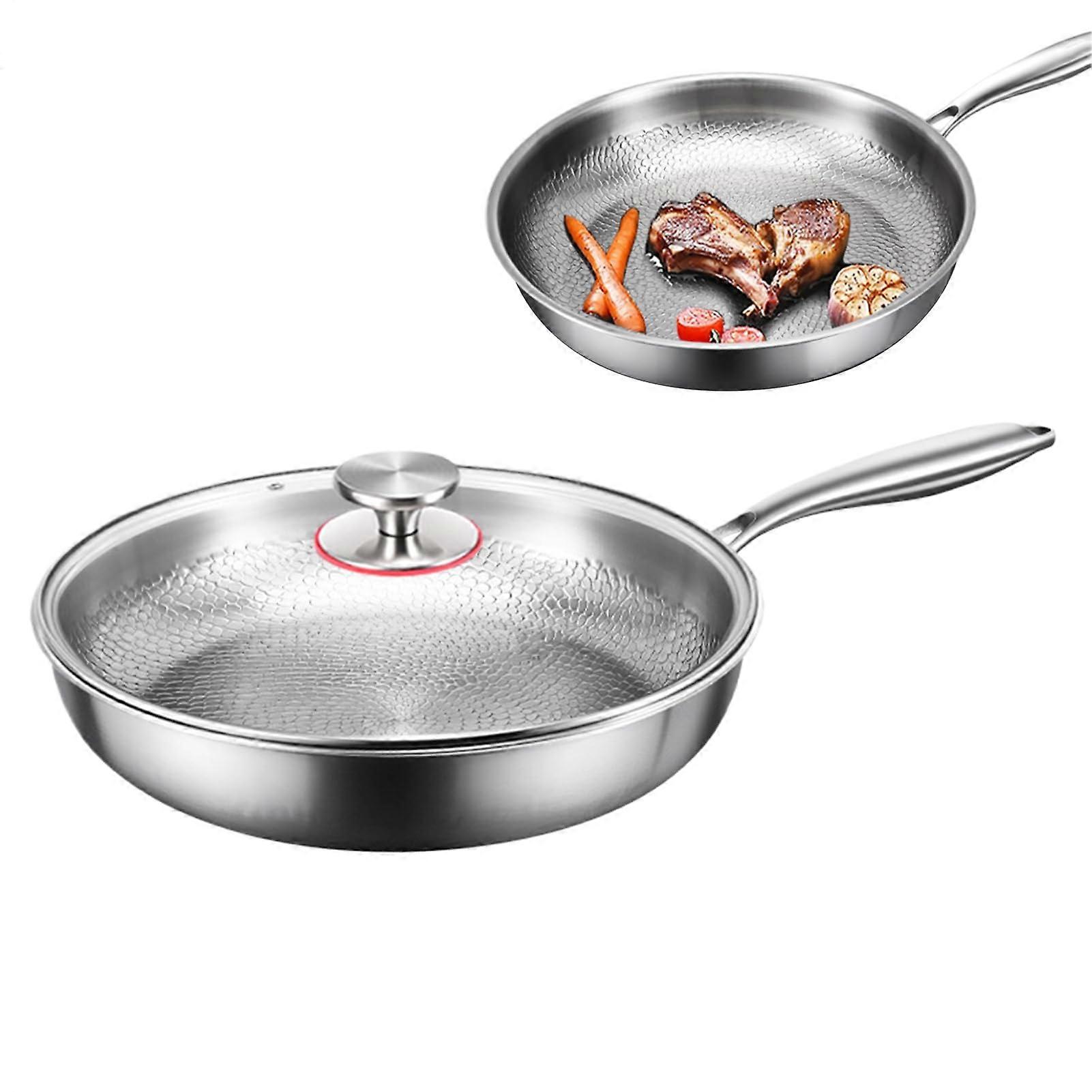Saute Pan Omelette Pan with Lid Titanium Hammered Skillet, Multi Functional Nonstick Cookware Pot for Kitchen Camping 28cm