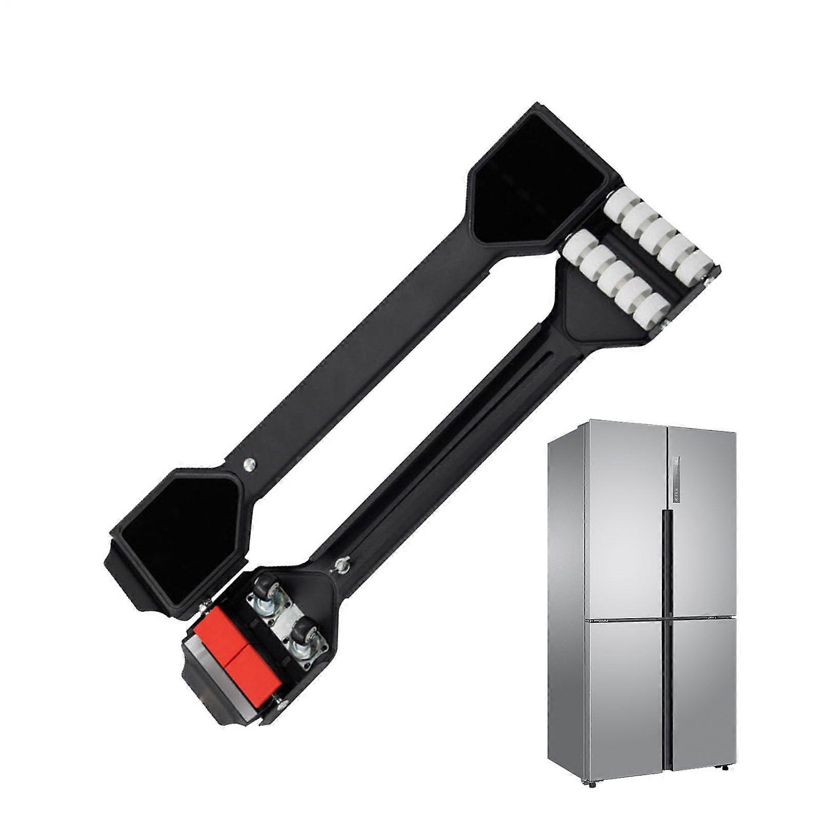 Fridge Mover Appliances Roller Cart, Adjustable Sliders, Heavy-Duty Moving Stand For Refrigerator, Washer, Dryer, Black