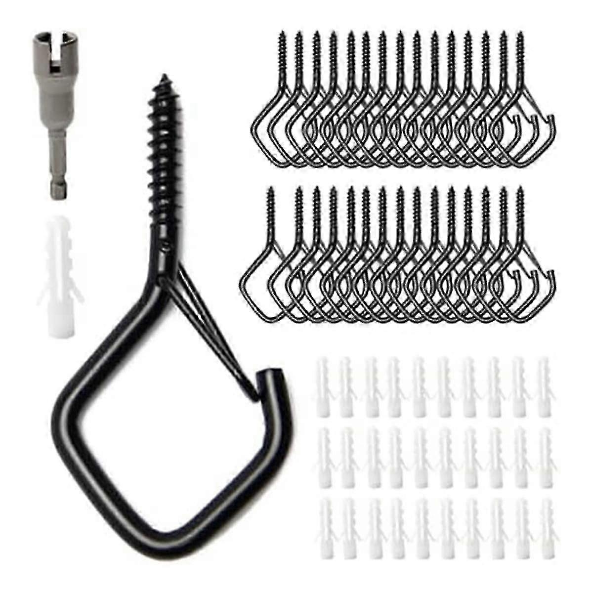 30 Pack Screw-in Square Snap Hanging Hook, Small Screw Hooks For Hanging Outdoor String Lights, Ceiling Hooks For Plants