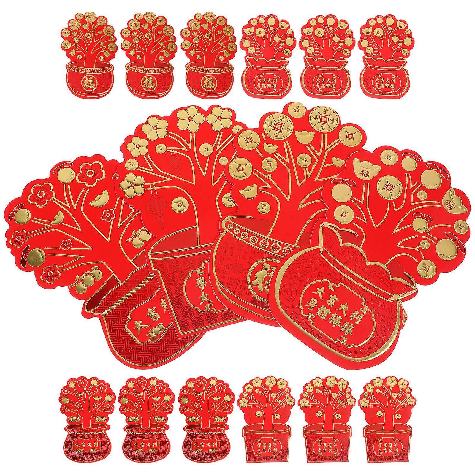 Red Envelopes for Cash 16Pcs Tree Shape Red Paper Lucky Money Holder for Kids