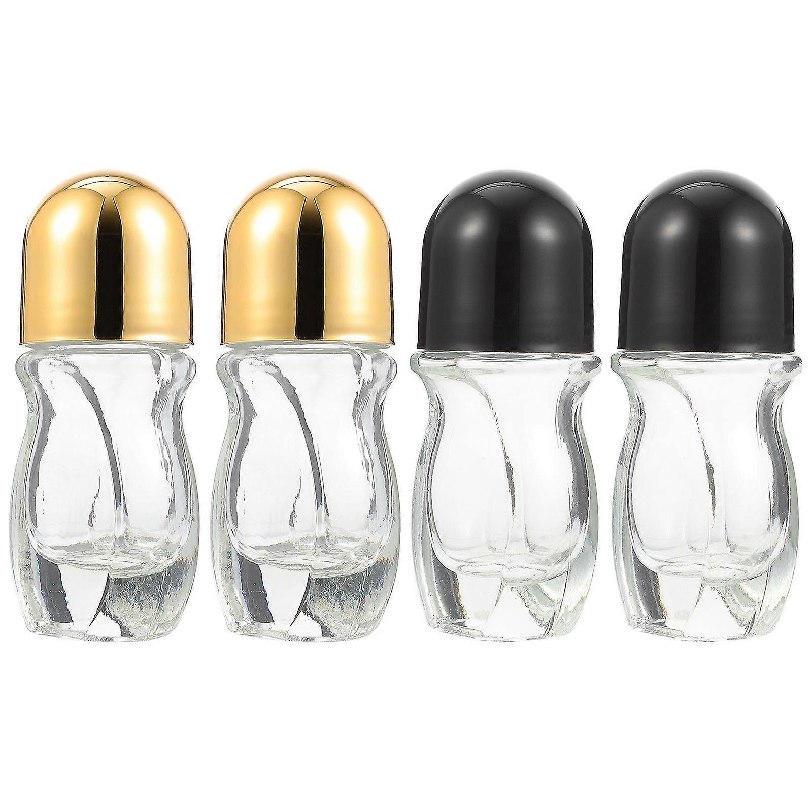 4pcs Refillable Glass Roller Bottles for Essential Oils, Aromatherapy, and Perfume – Leak Proof Travel Containers for Home and Portable Use