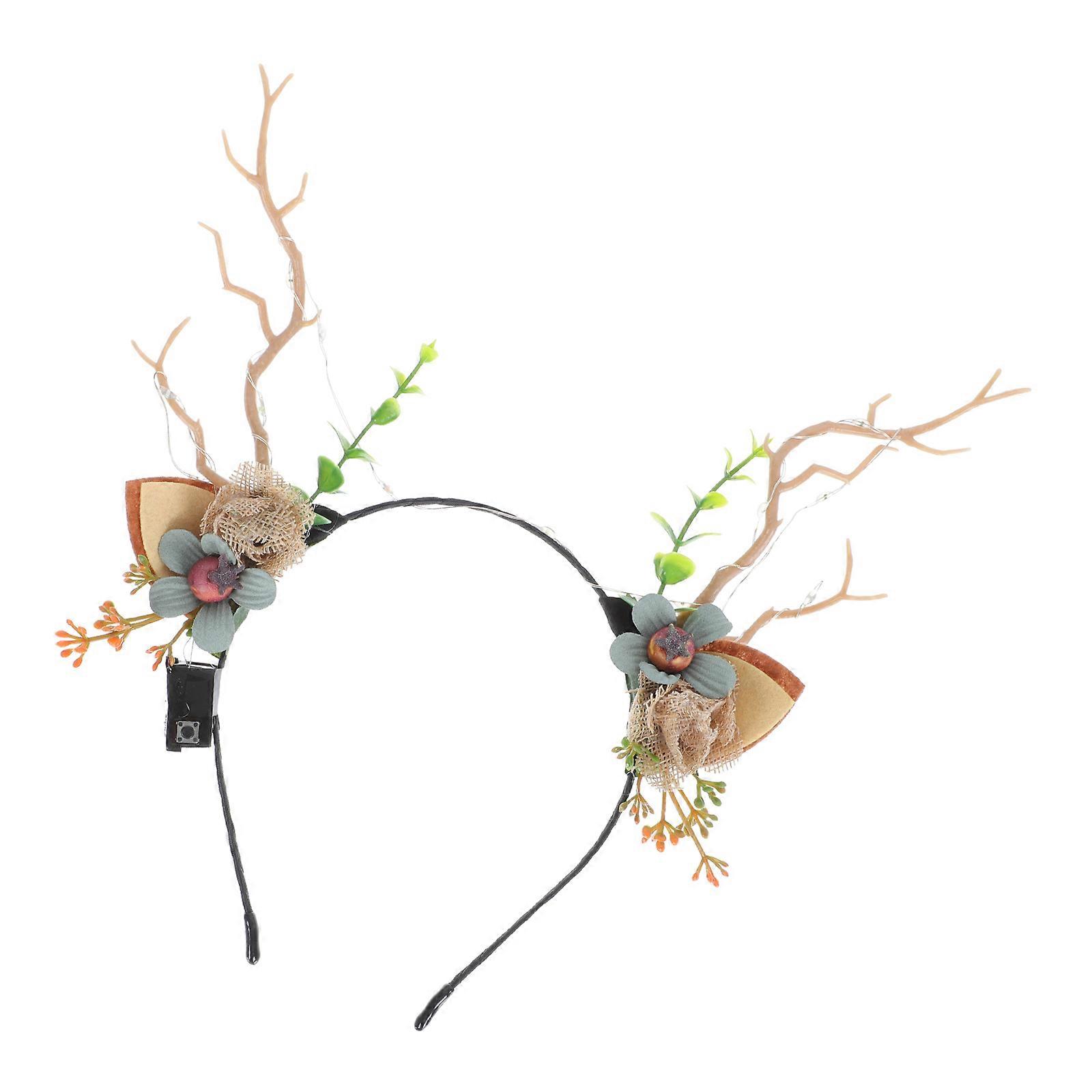 Costume Party Deer Horn Headband Photo Activity Assorted Color Button Battery Powered 1Pcs