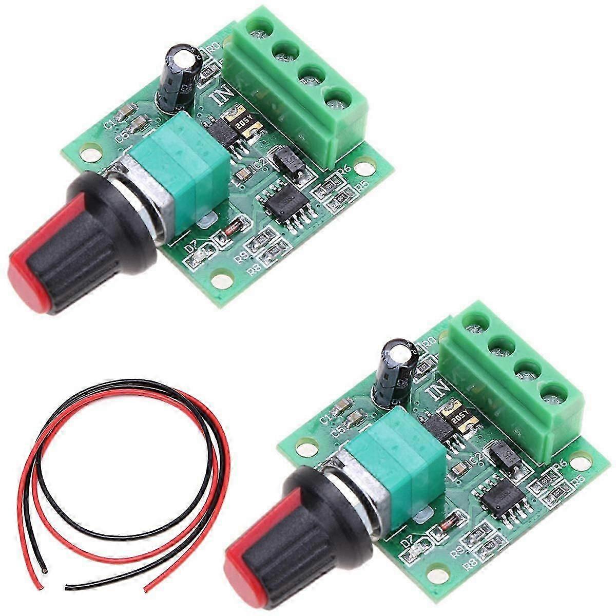 2pcs Motor Speed Controller 2A 30W DC 1.8v 3v 5v 6v 7.2v 12v 15v Low Voltage PWM 1803BK Adjustable Driver Module with Power Cord