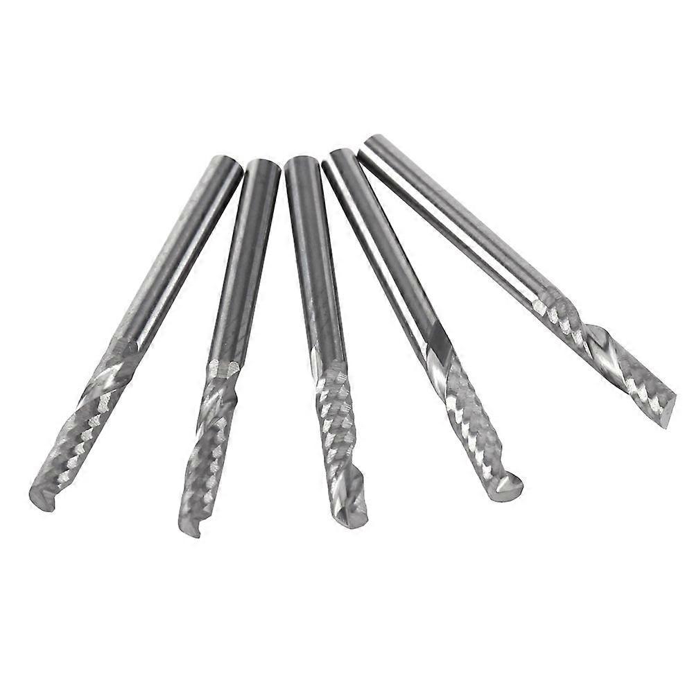 Single Flute End Mill Cutter Set 5pcs 1/8 Inch Tungsten Carbide for Acrylic PVC MDF Wood Cutting Tools