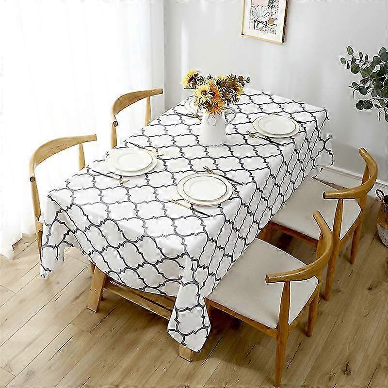 Tablecloth for Rectangular Tables Waterproof Satin Resistant Washable Dining Table Protector for Holiday, Party, White