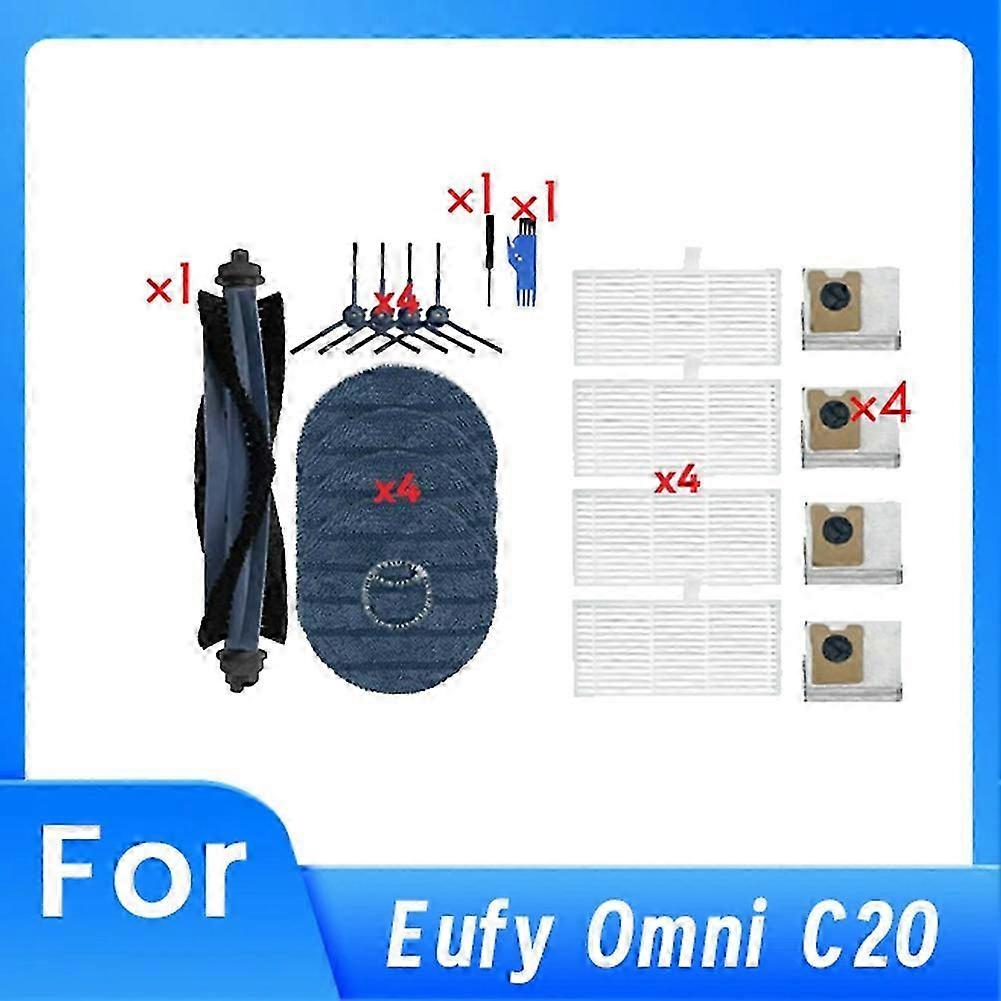 Suitable for Eufy Omni C20 Vacuum Cleaner Replacement Parts: 19PCS Set with Main Brush, HEPA Filter, Mop Pads