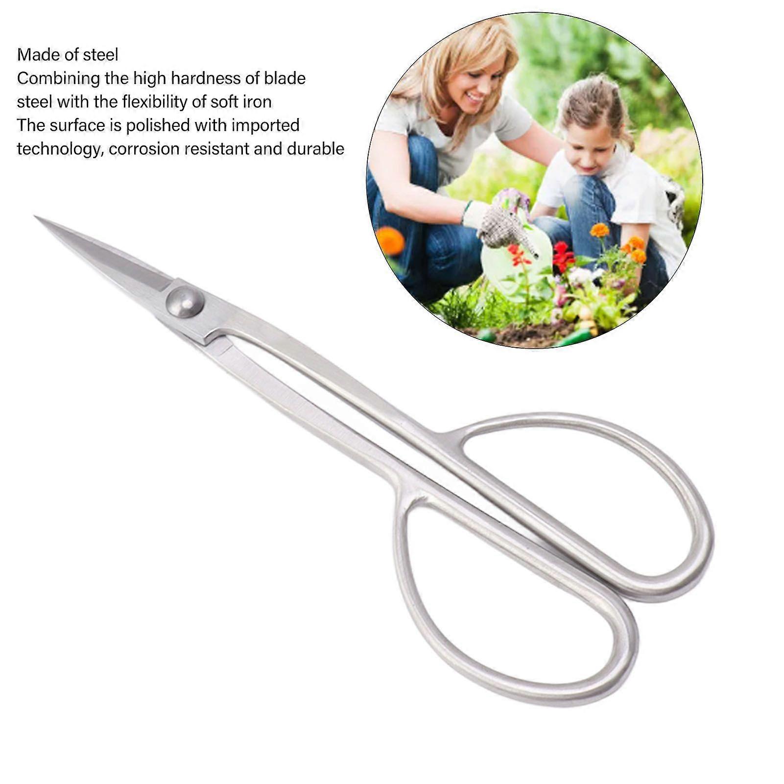 210mm Plant Shears Bud Trimming Scissors Stainless Steel Bonsai Scissors Flowers Herbs Stem Cutters Clippers Trimmers Silver