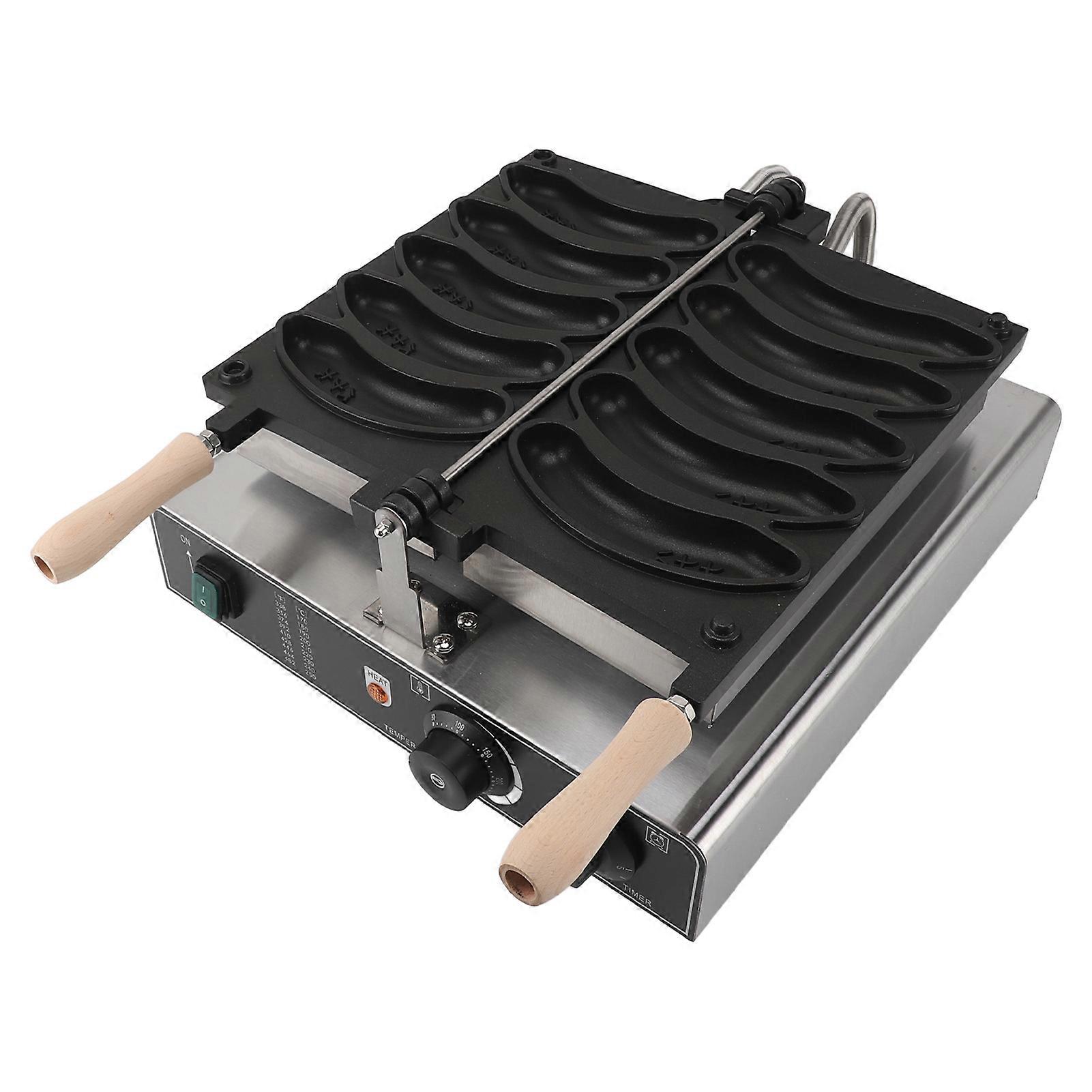 Banana Shaped Waffle Maker 1800W Double Sided 5 Molds EU Plug