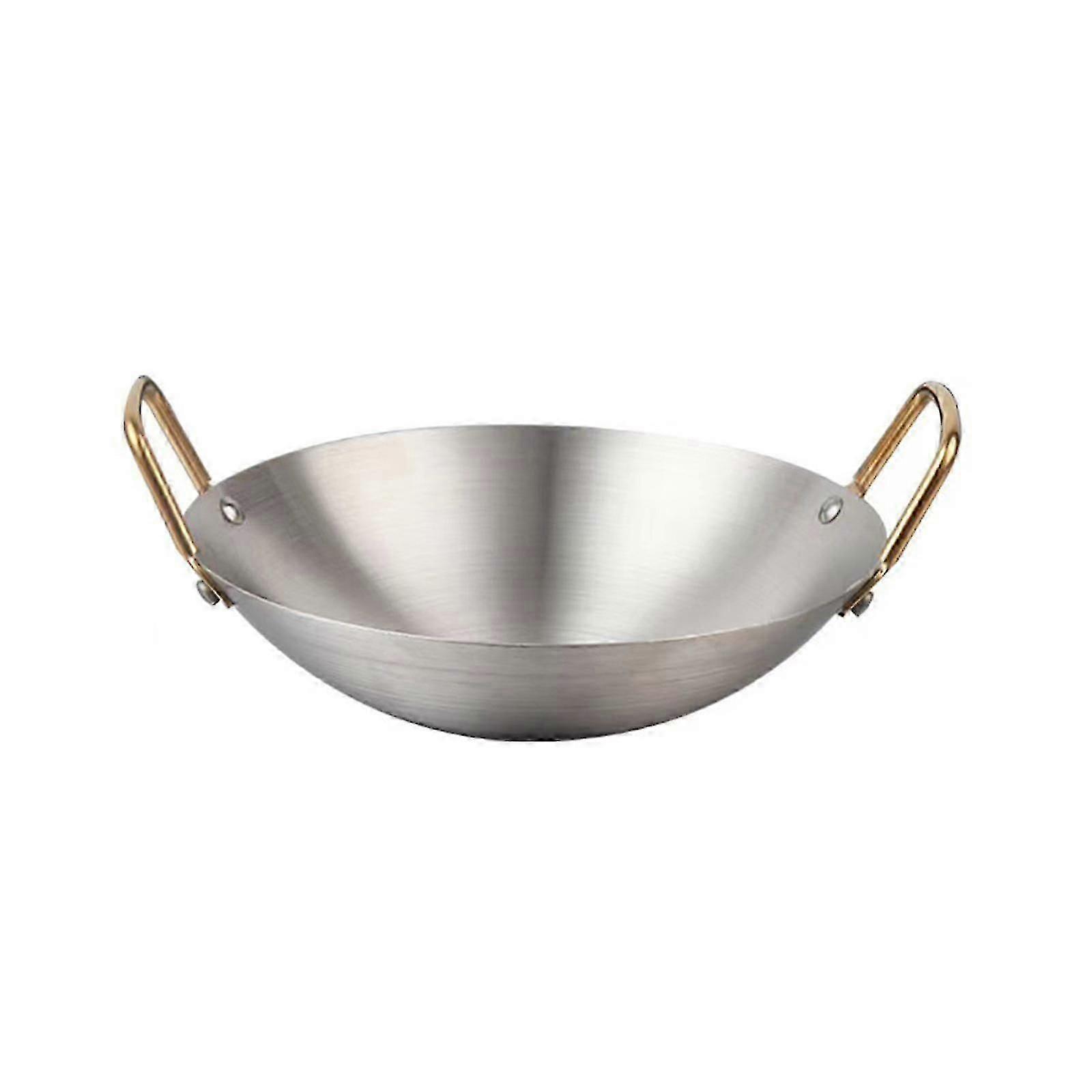 Stainless Steel Wok Frying Pan Multifunctional Stovetop Restaurant Dry Pot Stir Fry Pan for Vegetables Stewing Simmering Meat
