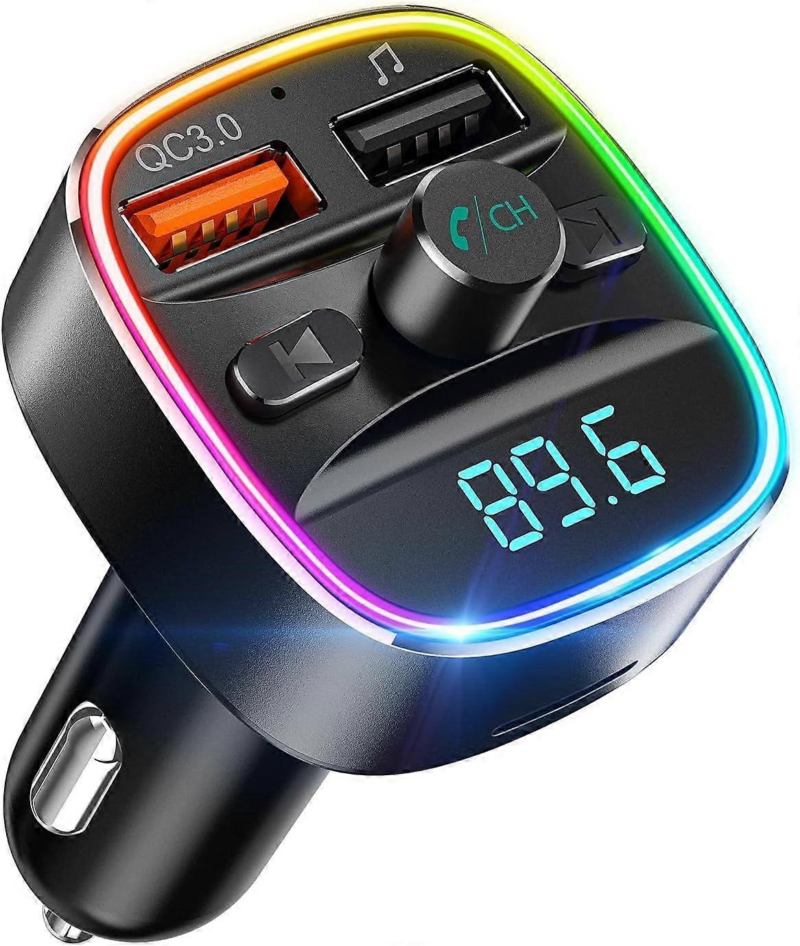 Bluetooth FM Transmitter, Bluetooth Car Adapter with Dual USB Charger Wireless Radio Car Kit (Black)