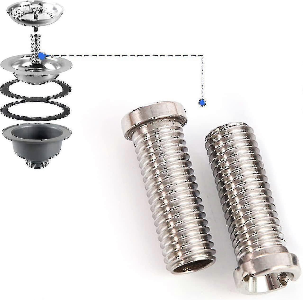 Banjobolt i rustfritt stål 45mm for avløpsventil for vask 2 stk med sil