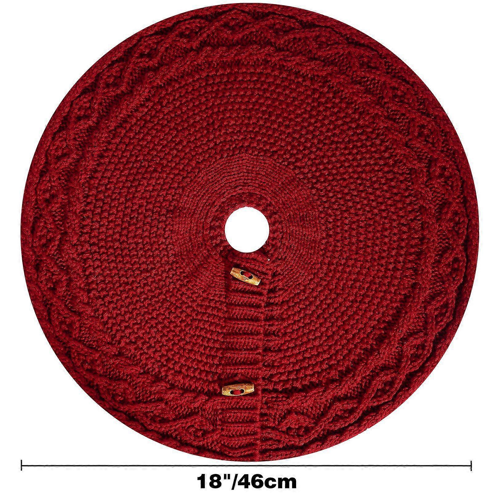 Small Christmas Tree Skirt ML-M338 Red and White Fabric 18 Inches Diameter