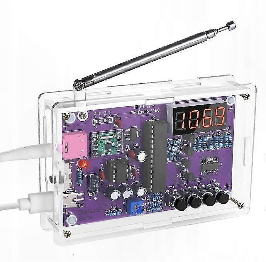 Digital FM Radio Kit with Display and Housing for DIY Projects