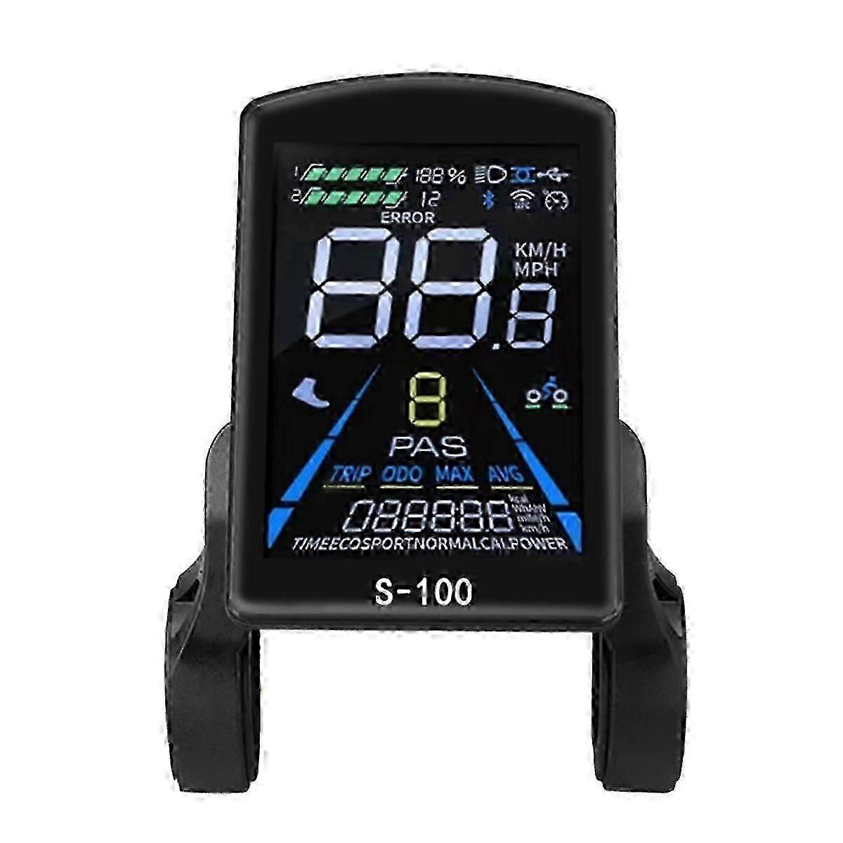 Electric Bicycle Display S-100 LCD Display Control 24V - 72V Speed Meter 5pin Speedometer Waterproof